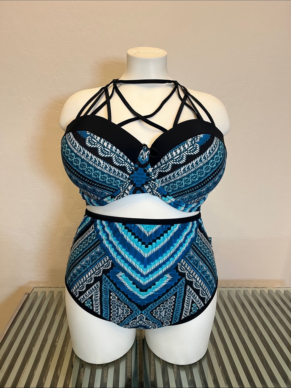 Paramour Blue Printed Strappy Bikini Top